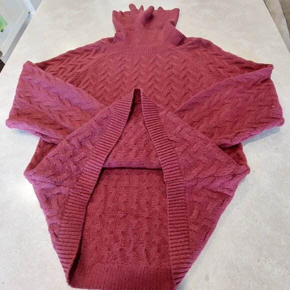 ST. JOHN'S BAY Women's Chevron Design Cowl Neck L/S Sweater - Burgundy - SML - Picture 8 of 11